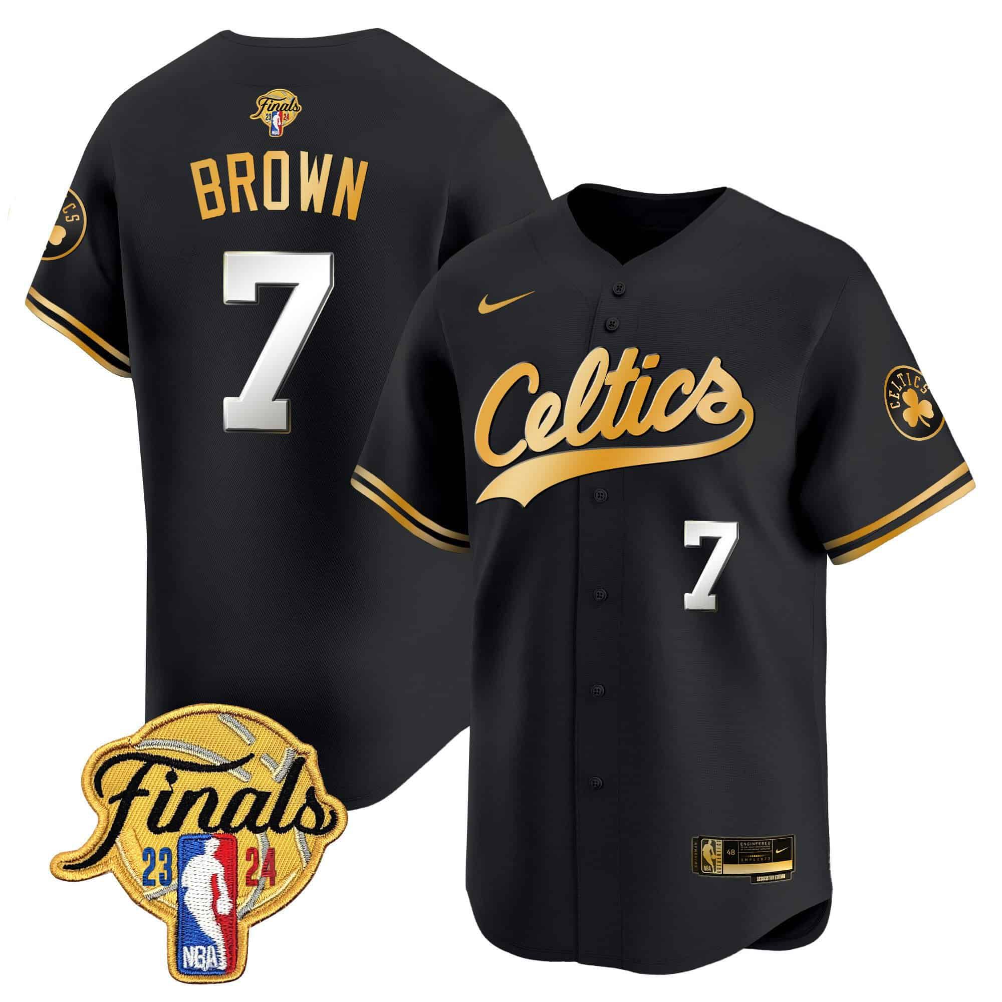 Men Boston Celtics #7 Brown Black 2024 Nike Finals Patch Baseball NBA Jersey->->NBA Jersey